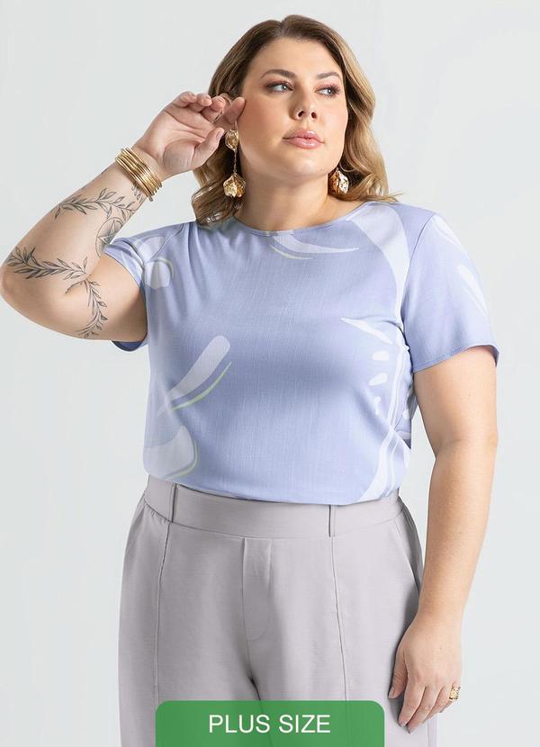 Cativa - Blusa Plus Size em Viscose Azul Claro