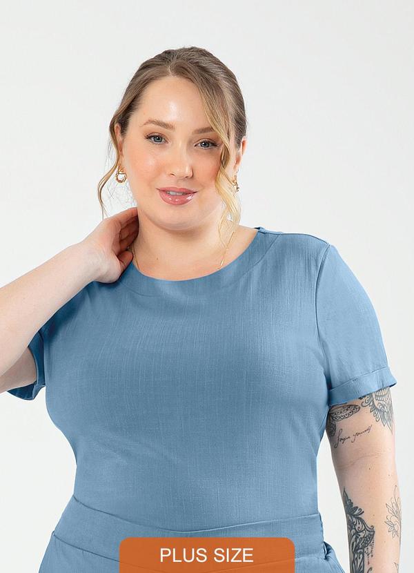 Cativa - Blusa Plus Size em Viscose Azul