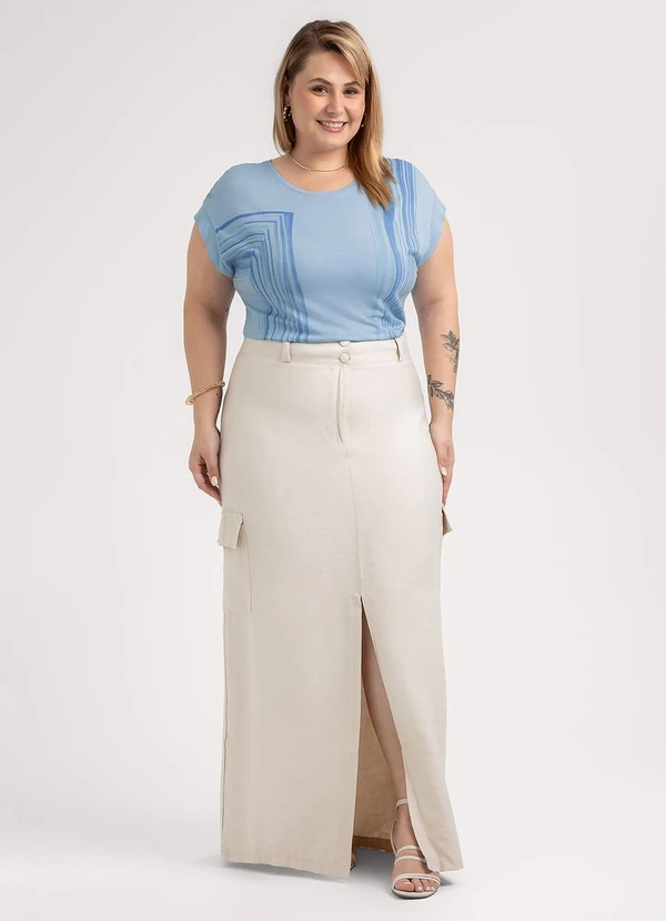 Habana - Blusa Plus Size em Viscose Azul 3