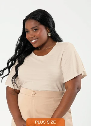 Cativa Blusa Plus Size em Viscose Bege