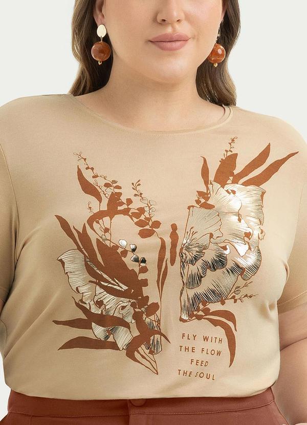 Cativa - Blusa Plus Size em Viscose Bege 3