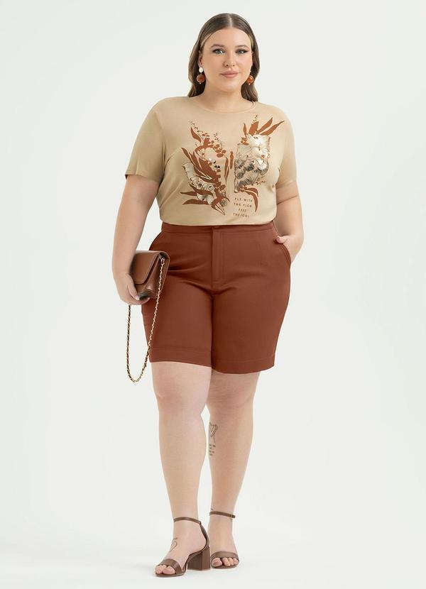 Cativa - Blusa Plus Size em Viscose Bege 4