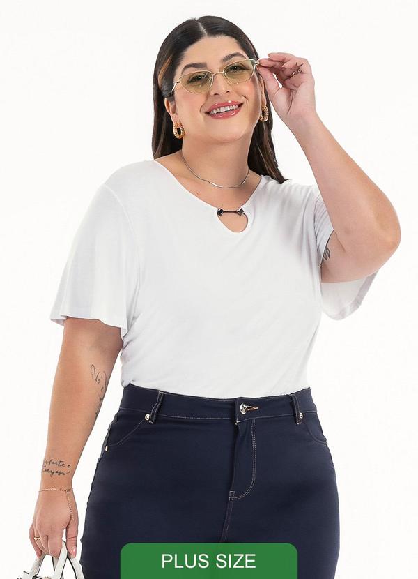 Habana - Blusa Plus Size em Viscose Branco