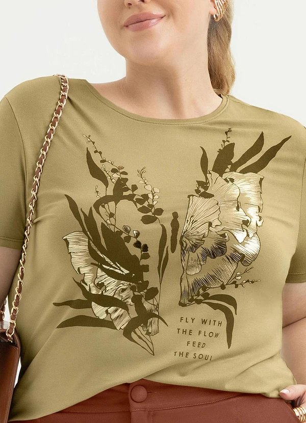 Cativa - Blusa Plus Size em Viscose Caramelo