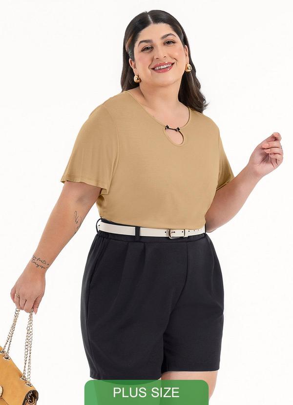 Habana - Blusa Plus Size em Viscose Caramelo 2
