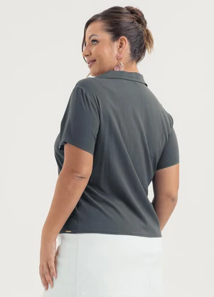 Cativa - Blusa Plus Size em Viscose Cinza Escuro - CATIVA