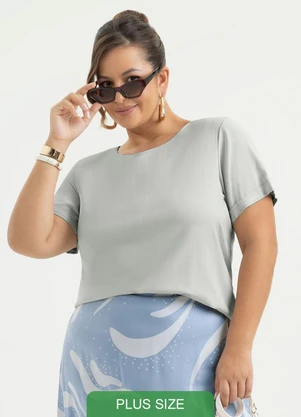 Cativa - Blusa Plus Size em Viscose Cinza - CATIVA