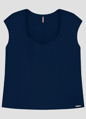 Cereja Rosa - Blusa Plus Size em Viscose com Elastano Azul - CEREJA ROSA
