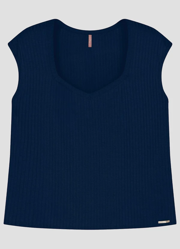 Cereja Rosa - Blusa Plus Size em Viscose com Elastano Azul