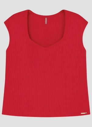 Cereja Rosa - Blusa Plus Size em Viscose com Elastano Vermelho - CEREJA ROSA
