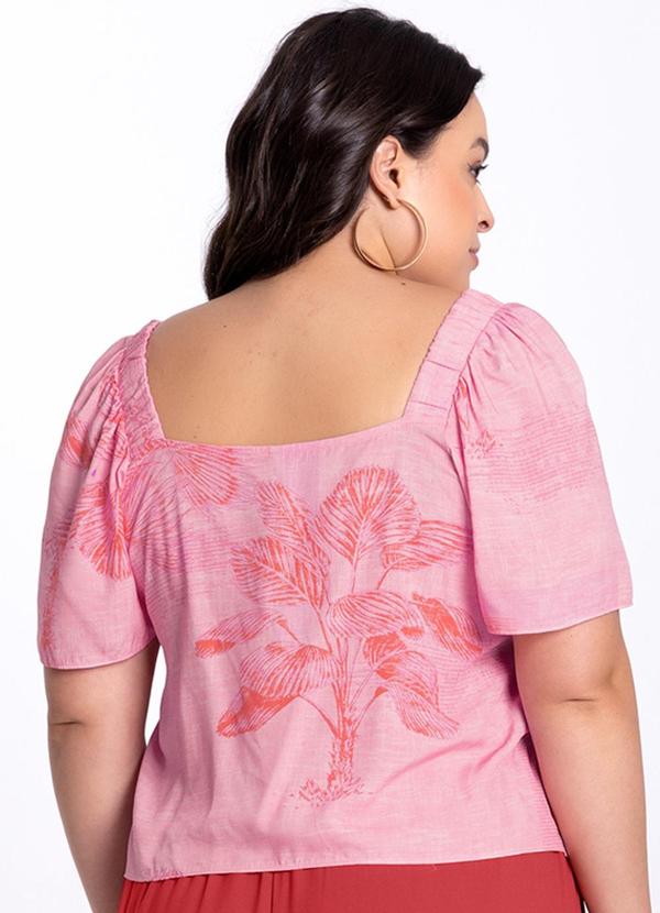 Lunender Mais Mulher - Blusa Plus Size em Viscose Decote Quadrado Rosa 2