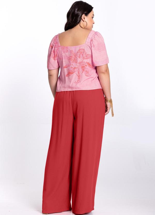 Lunender Mais Mulher - Blusa Plus Size em Viscose Decote Quadrado Rosa 4