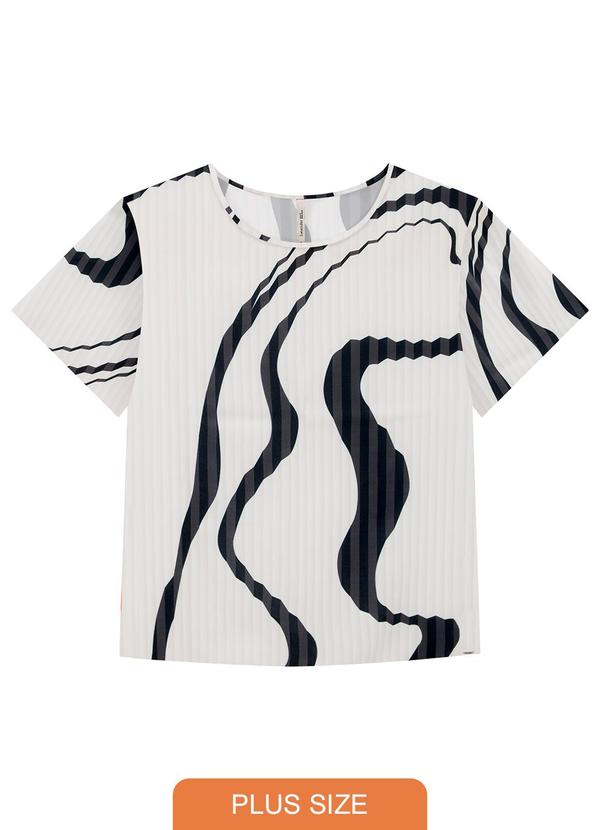 Lunender Mais Mulher - Blusa Plus Size em Viscose Estampada Preto