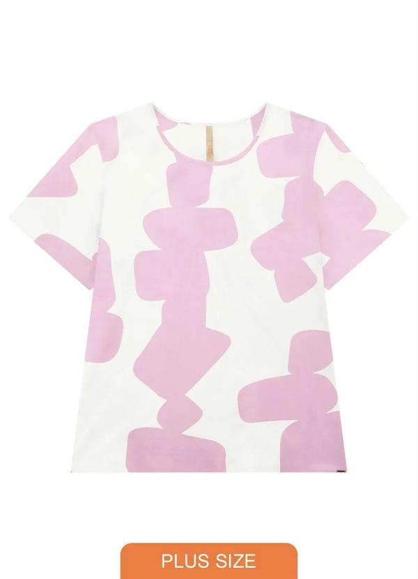 Lunender Mais Mulher - Blusa Plus Size em Viscose Estampada Rosa