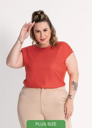 Habana - Blusa Plus Size em Viscose Laranja Escuro - HABANA