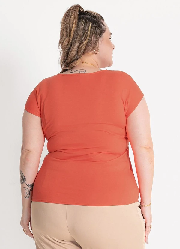 Habana - Blusa Plus Size em Viscose Laranja Escuro 2