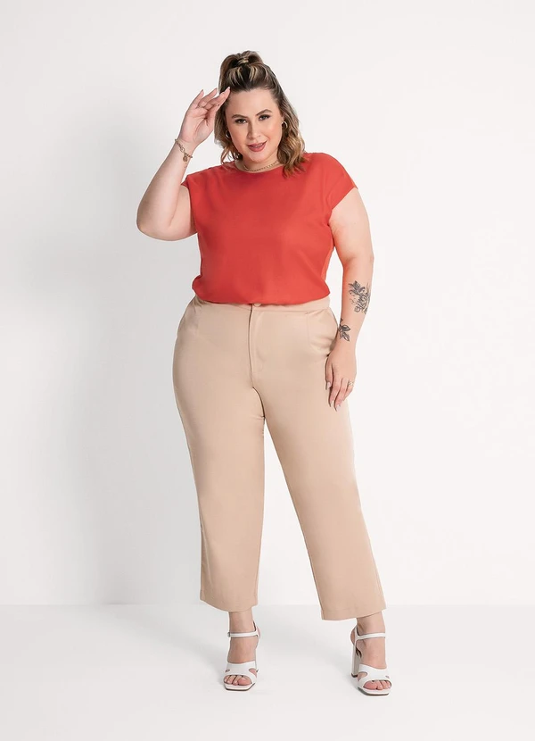 Habana - Blusa Plus Size em Viscose Laranja Escuro 3