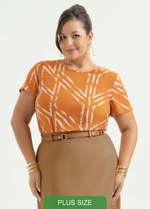 Cativa - Blusa Plus Size em Viscose Laranja Escuro - CATIVA
