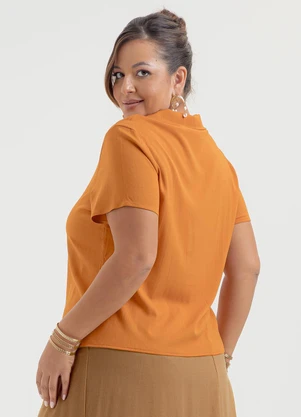 Cativa - Blusa Plus Size em Viscose Laranja Escuro - CATIVA