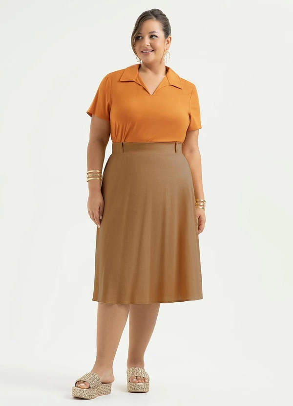 Cativa - Blusa Plus Size em Viscose Laranja Escuro 3