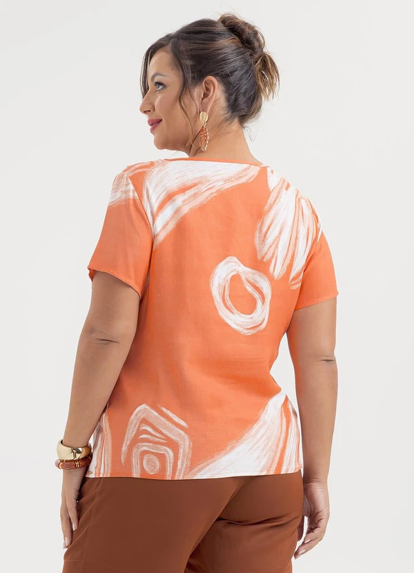 Cativa - Blusa Plus Size em Viscose Laranja 2