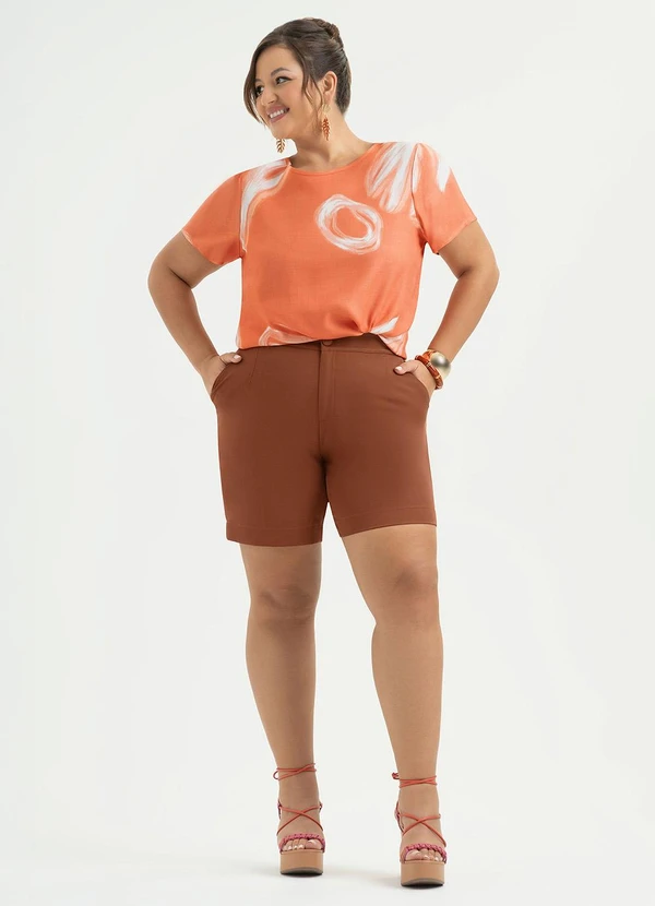Cativa - Blusa Plus Size em Viscose Laranja 3
