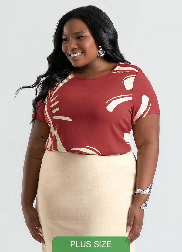 Cativa - Blusa Plus Size em Viscose Marrom Escuro