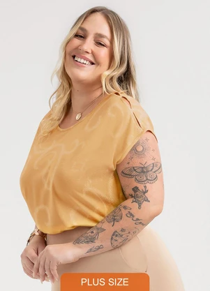 Habana - Blusa Plus Size em Viscose Marrom - HABANA