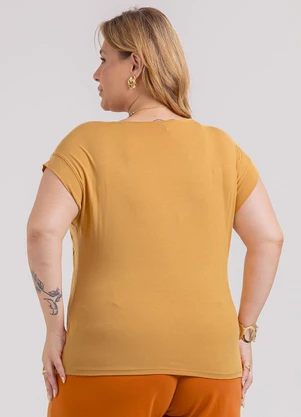 Habana - Blusa Plus Size em Viscose Marrom - HABANA