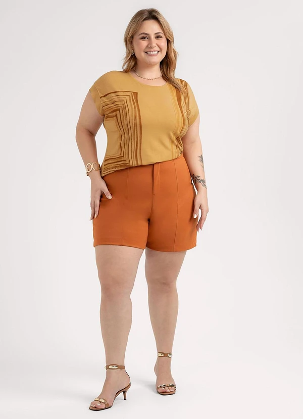 Habana - Blusa Plus Size em Viscose Marrom 3