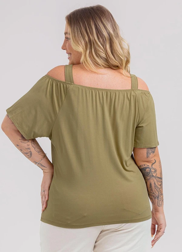Habana - Blusa Plus Size em Viscose Marrom 2