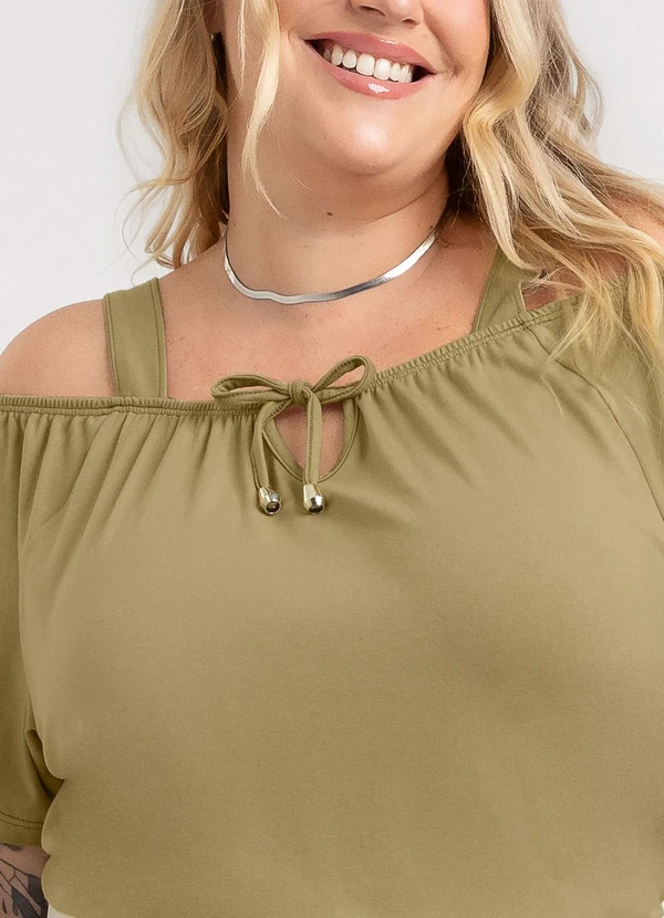 Habana - Blusa Plus Size em Viscose Marrom 3
