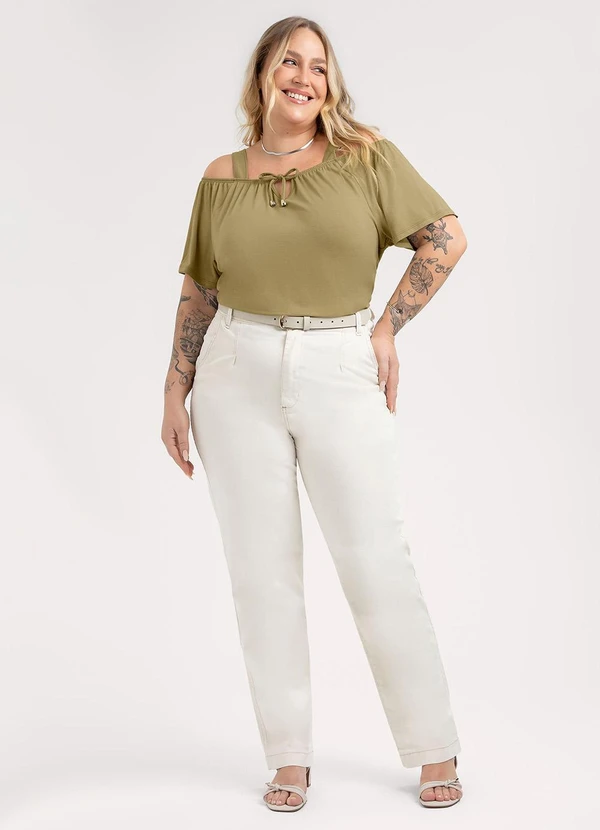 Habana - Blusa Plus Size em Viscose Marrom 4