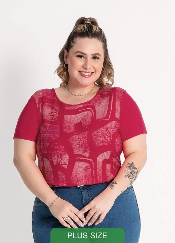 Blusa Plus Size em Viscose Pink Habana