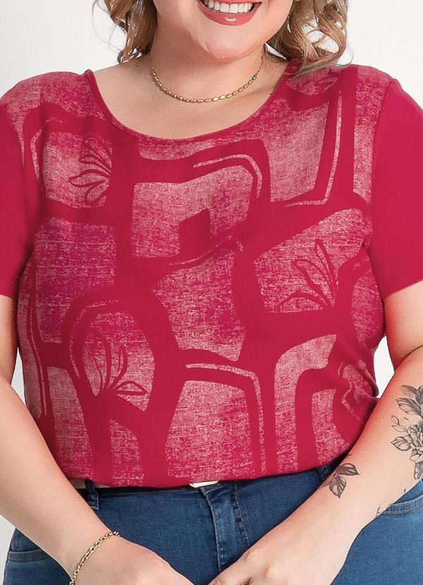 Habana - Blusa Plus Size em Viscose Pink 1