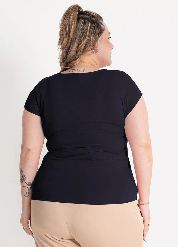 Habana - Blusa Plus Size em Viscose Preto 1