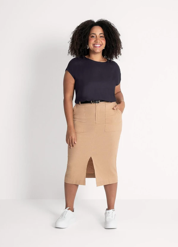 Habana - Blusa Plus Size em Viscose Preto 3