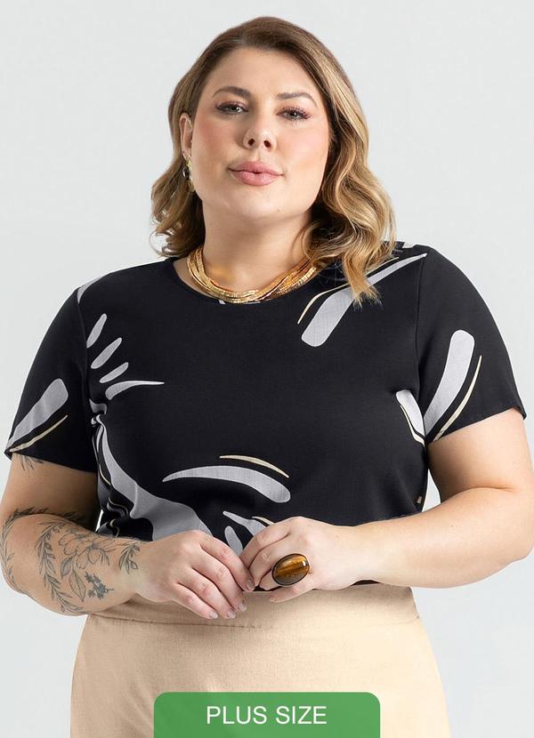 Cativa - Blusa Plus Size em Viscose Preto