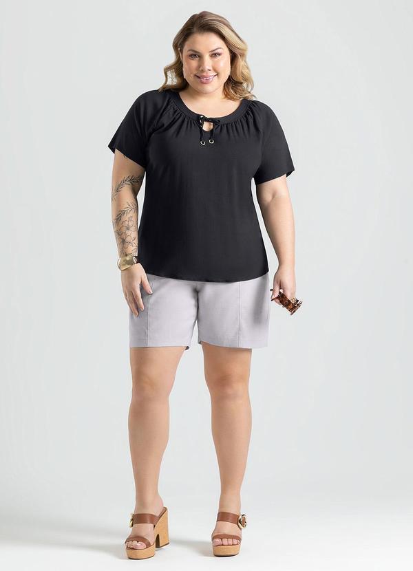 Cativa - Blusa Plus Size em Viscose Preto 4
