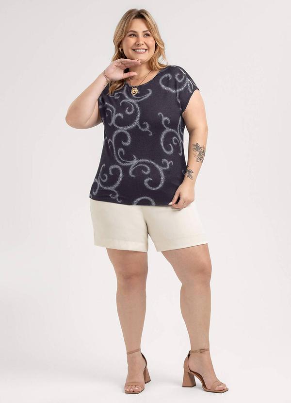 Habana - Blusa Plus Size em Viscose Preto 4