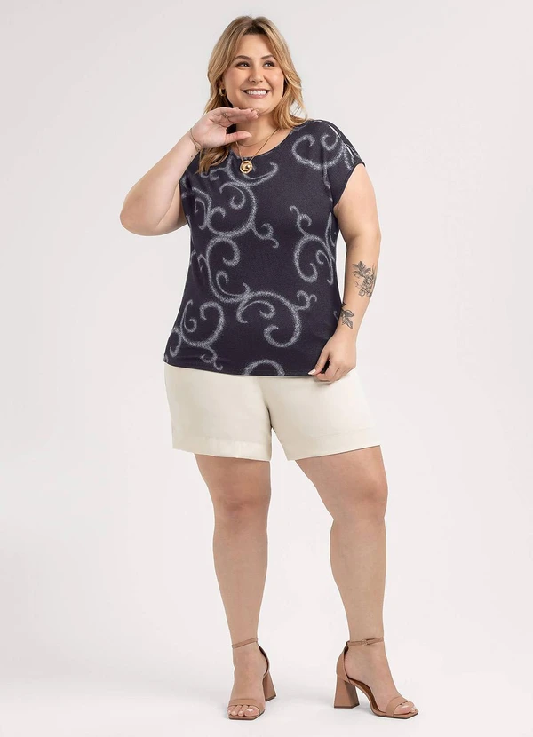 Habana - Blusa Plus Size em Viscose Preto 4