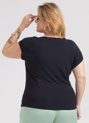 Habana - Blusa Plus Size em Viscose Preto - HABANA
