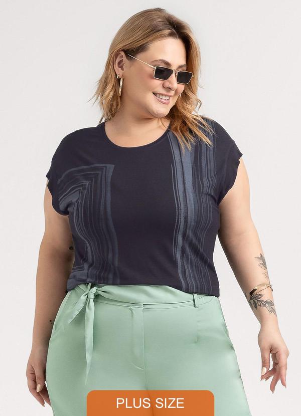 Habana - Blusa Plus Size em Viscose Preto 1