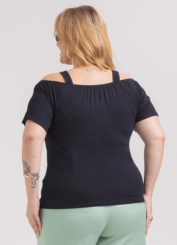 Habana - Blusa Plus Size em Viscose Preto 2