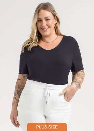 Habana - Blusa Plus Size em Viscose Preto - HABANA
