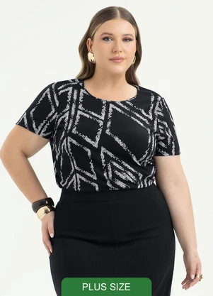 Cativa - Blusa Plus Size em Viscose Preto - CATIVA