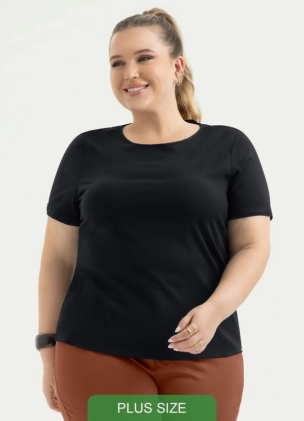Cativa - Blusa Plus Size em Viscose Preto 1