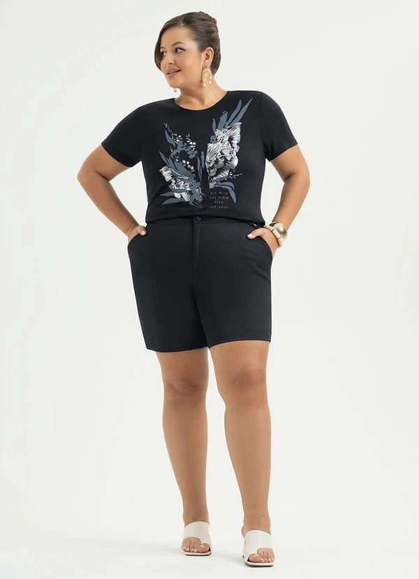 Cativa - Blusa Plus Size em Viscose Preto 4