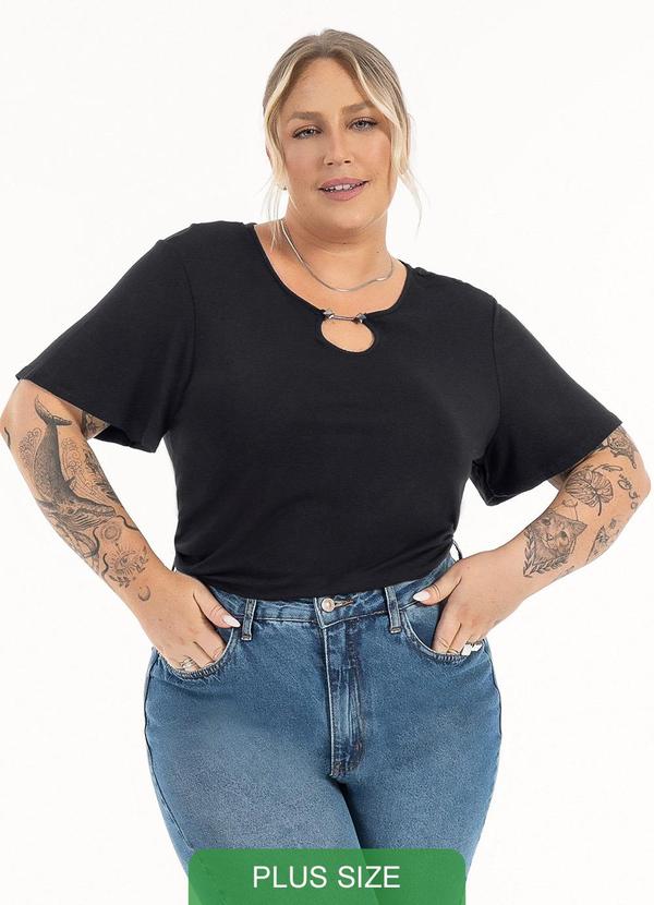 Habana - Blusa Plus Size em Viscose Preto