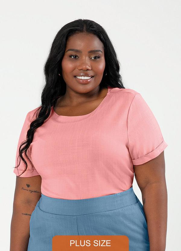 Cativa - Blusa Plus Size em Viscose Rosa Claro